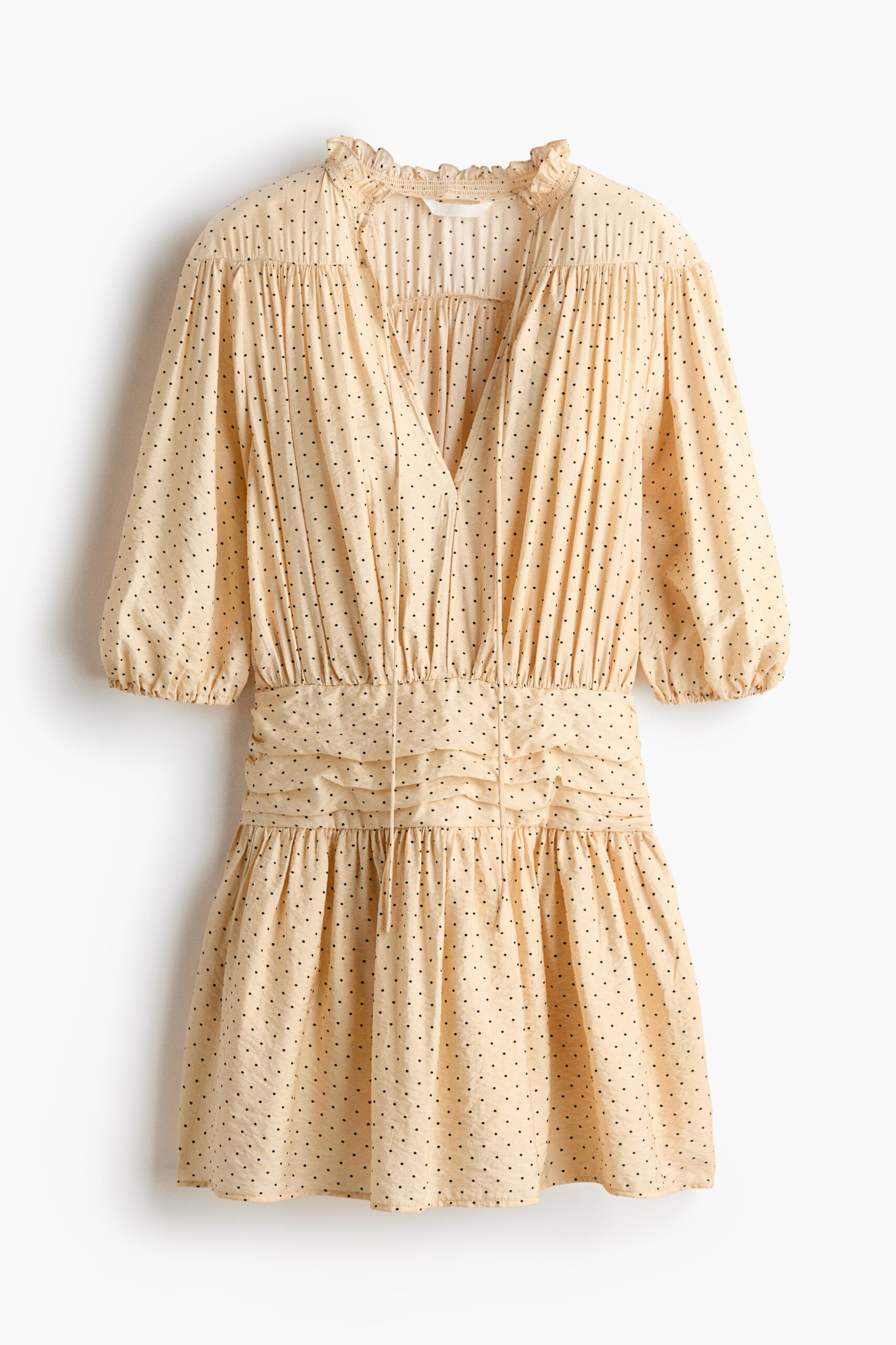 H & M - Gedrapeerde tuniekjurk - Lichtbeige/Polkadot
