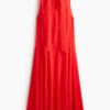 H & M - Jurk van organza met strikbanden - Helderrood