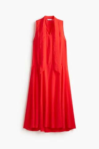 H & M - Jurk van organza met strikbanden - Helderrood