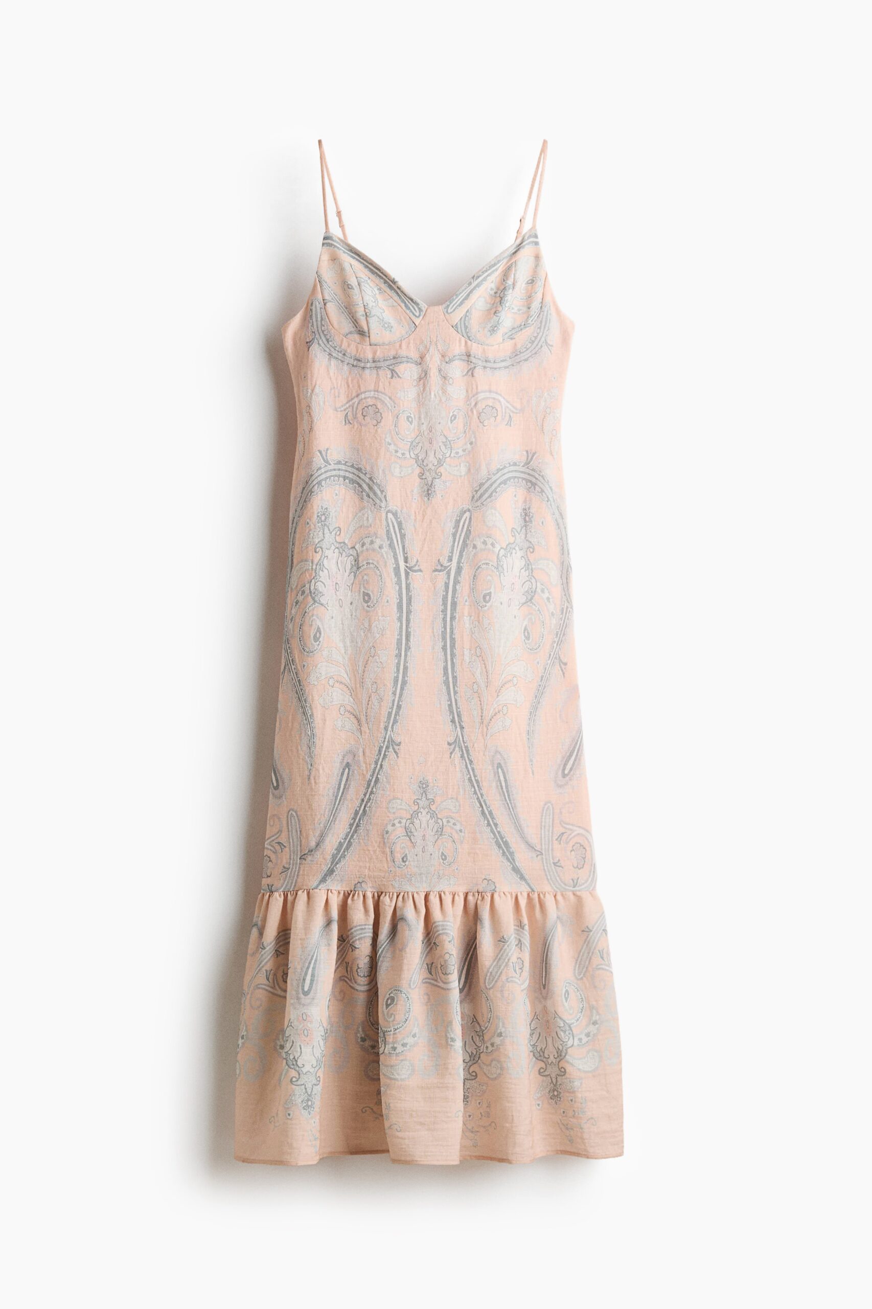 H & M - Strappy strokenjurk - Dusty Lichtoranje/Dessin H & M - Strappy strokenjurk - Dusty Lichtoranje/Dessin