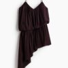 H & M - Asymmetrische strappy jurk - Donkerbruin