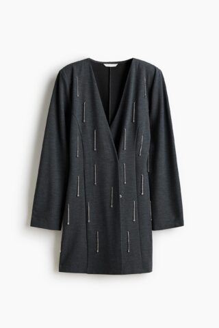 H & M - Jurk met stras - Donkergrijs Gemêleerd