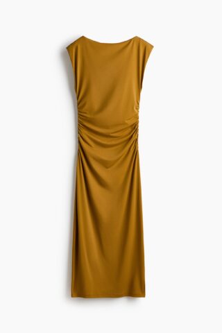 H & M - Jurk met kapmouwtjes - Mosterdgeel