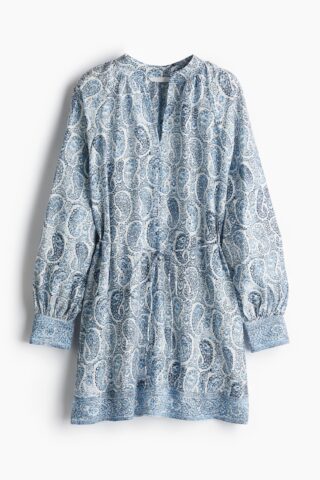 H & M - Tuniekjurk met strikceintuur - Wit/Paisleydessin