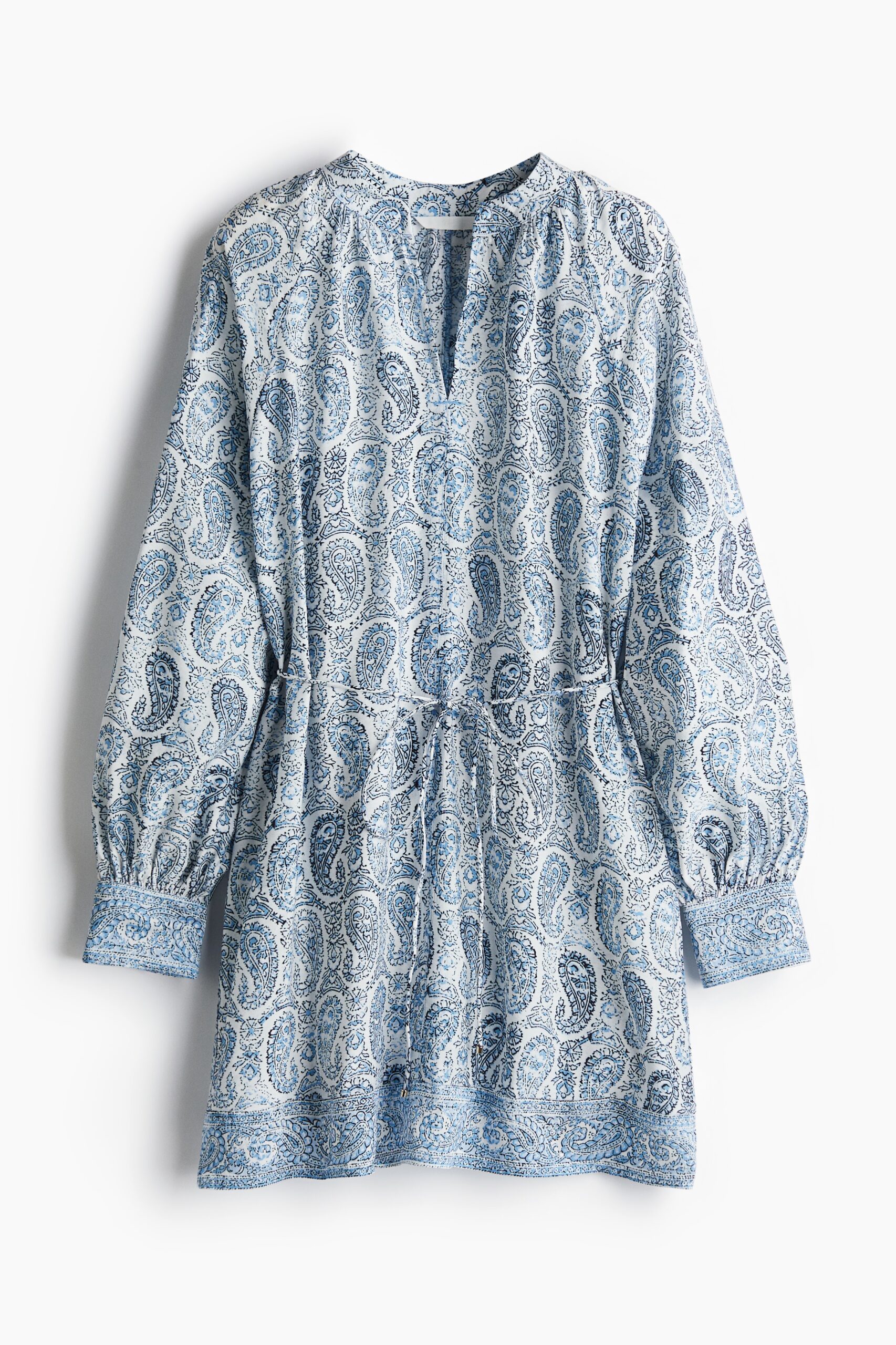 H & M - Tuniekjurk met strikceintuur - Wit/Paisleydessin