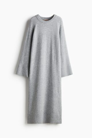 H & M - Gebreide maxi-jurk - Grijs Gemêleerd