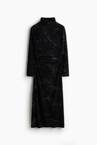 H & M - Gedrapeerde jurk met turtleneck - Zwart