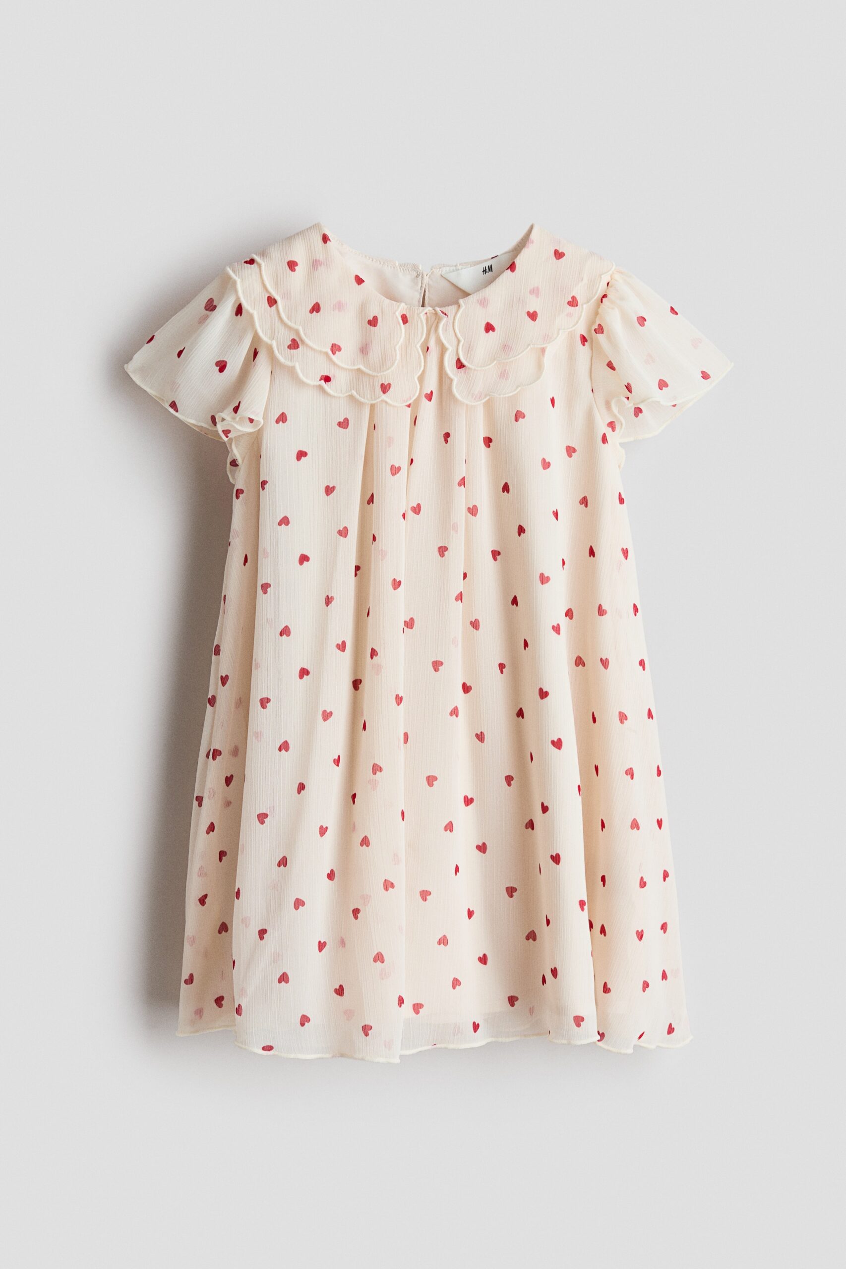 H & M - Jurk van chiffon - Lichtbeige/Hartjes H & M - Jurk van chiffon - Lichtbeige/Hartjes
