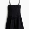 H & M - Strappy jurk van katoen met uitlopende rok - Zwart