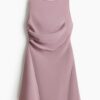 H & M - Gedrapeerde jurk met cutout - Dusty Lichtpaars