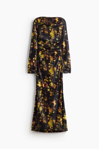 H & M - Jurk met print - Zwart/Bloemen