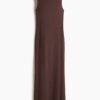 H & M - Maxi-jurk met watervaldecolleté achter - Donkerbruin
