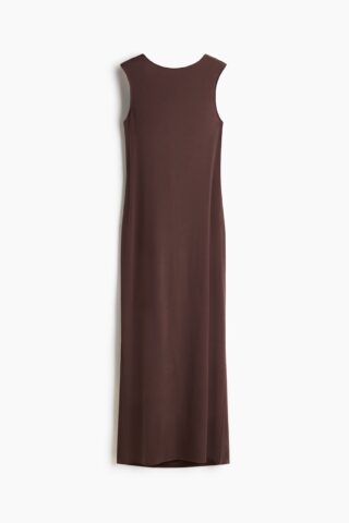 H & M - Cowl-back maxi dress - Donkerbruin