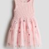 H & M - Jurk met tulen rok - Dusty Lichtroze/Cupcakes