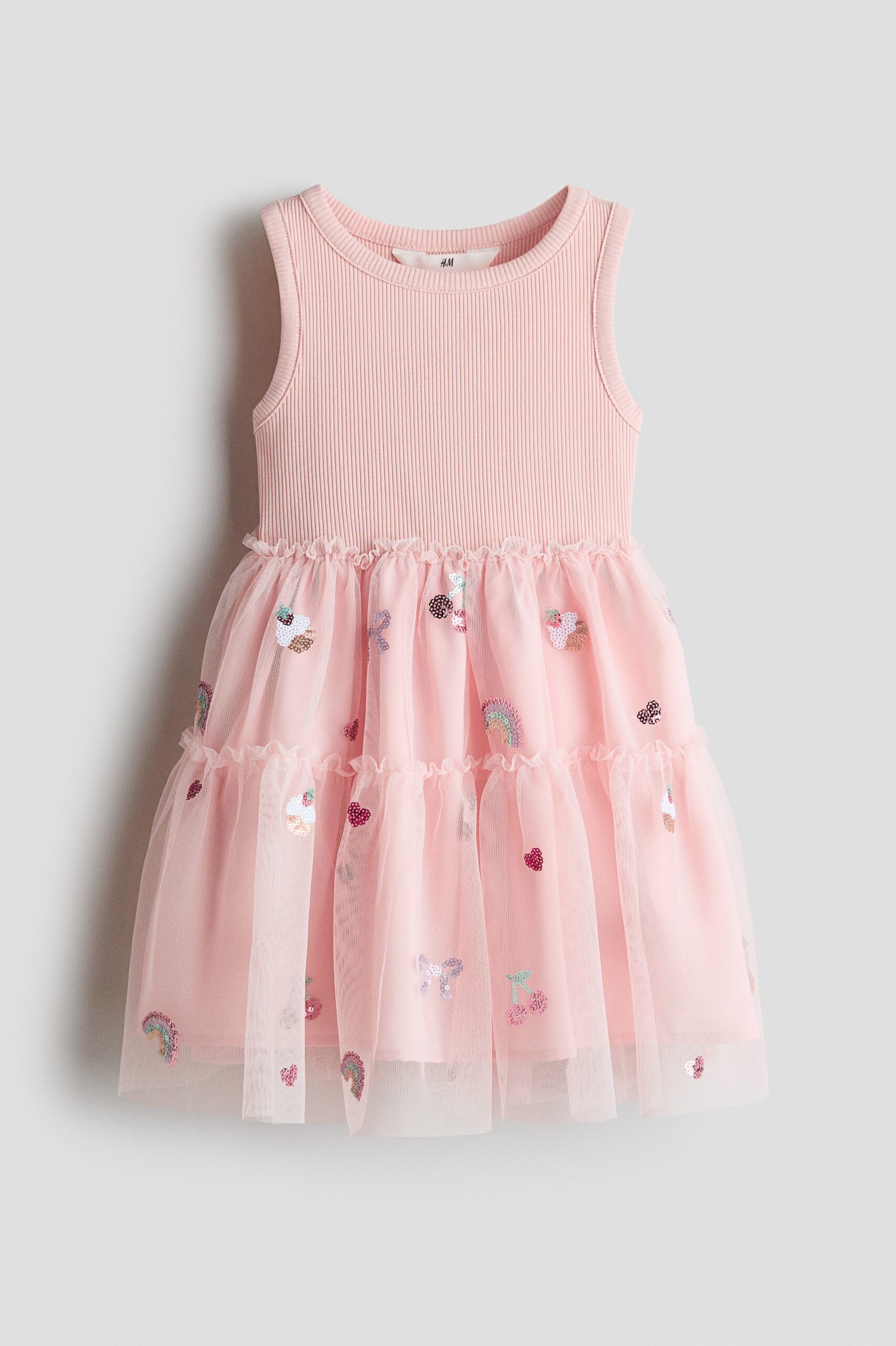 H & M - Jurk met tulen rok - Dusty Lichtroze/Cupcakes H & M - Jurk met tulen rok - Dusty Lichtroze/Cupcakes
