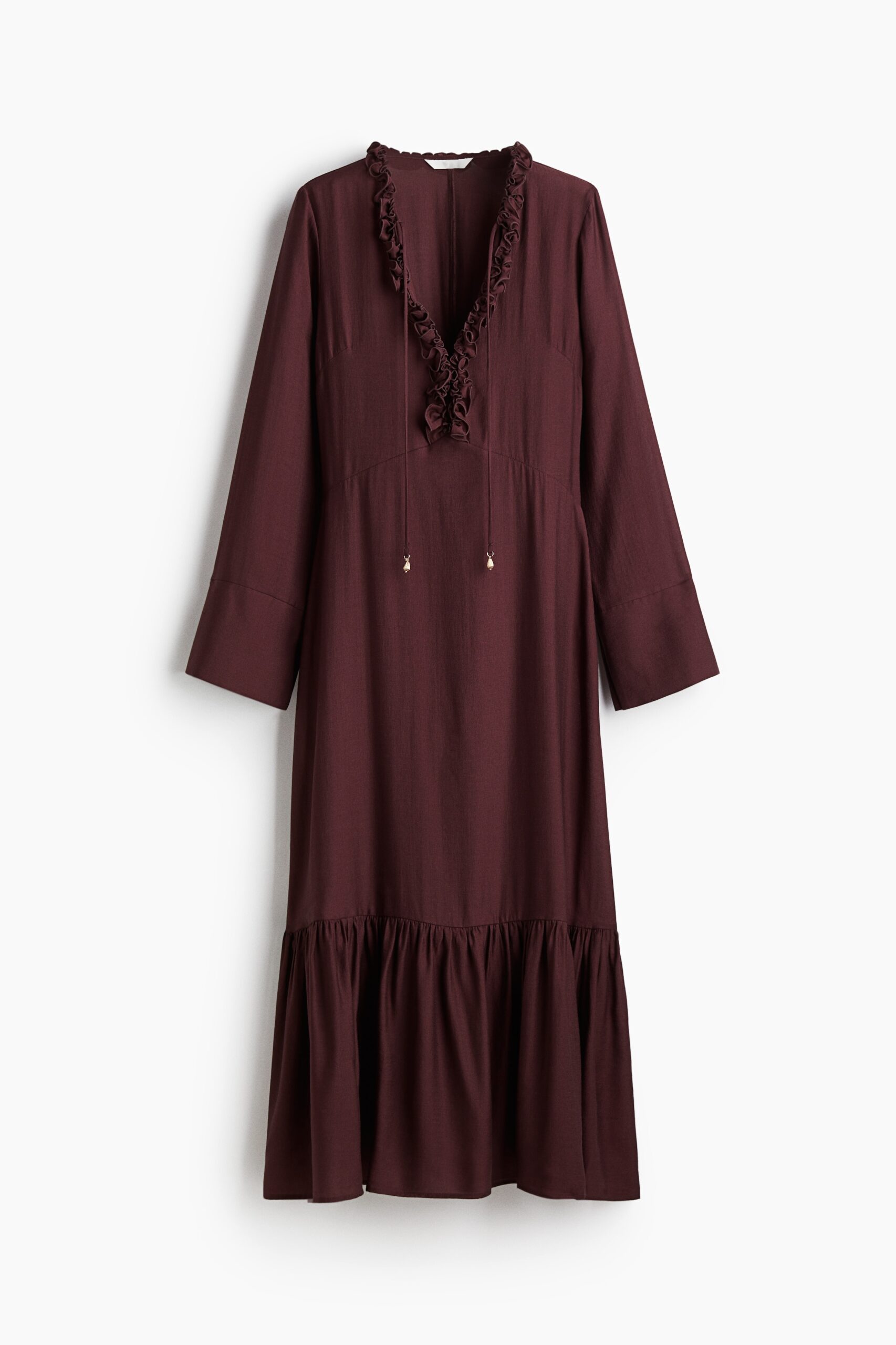 H & M - Maxi-jurk met ruches - Bordeauxrood H & M - Maxi-jurk met ruches - Bordeauxrood