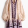 H & M - Korte tuniekjurk - Lichtbeige/Dessin