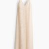 H & M - Crinklejurk met strikbandjes - Roomwit