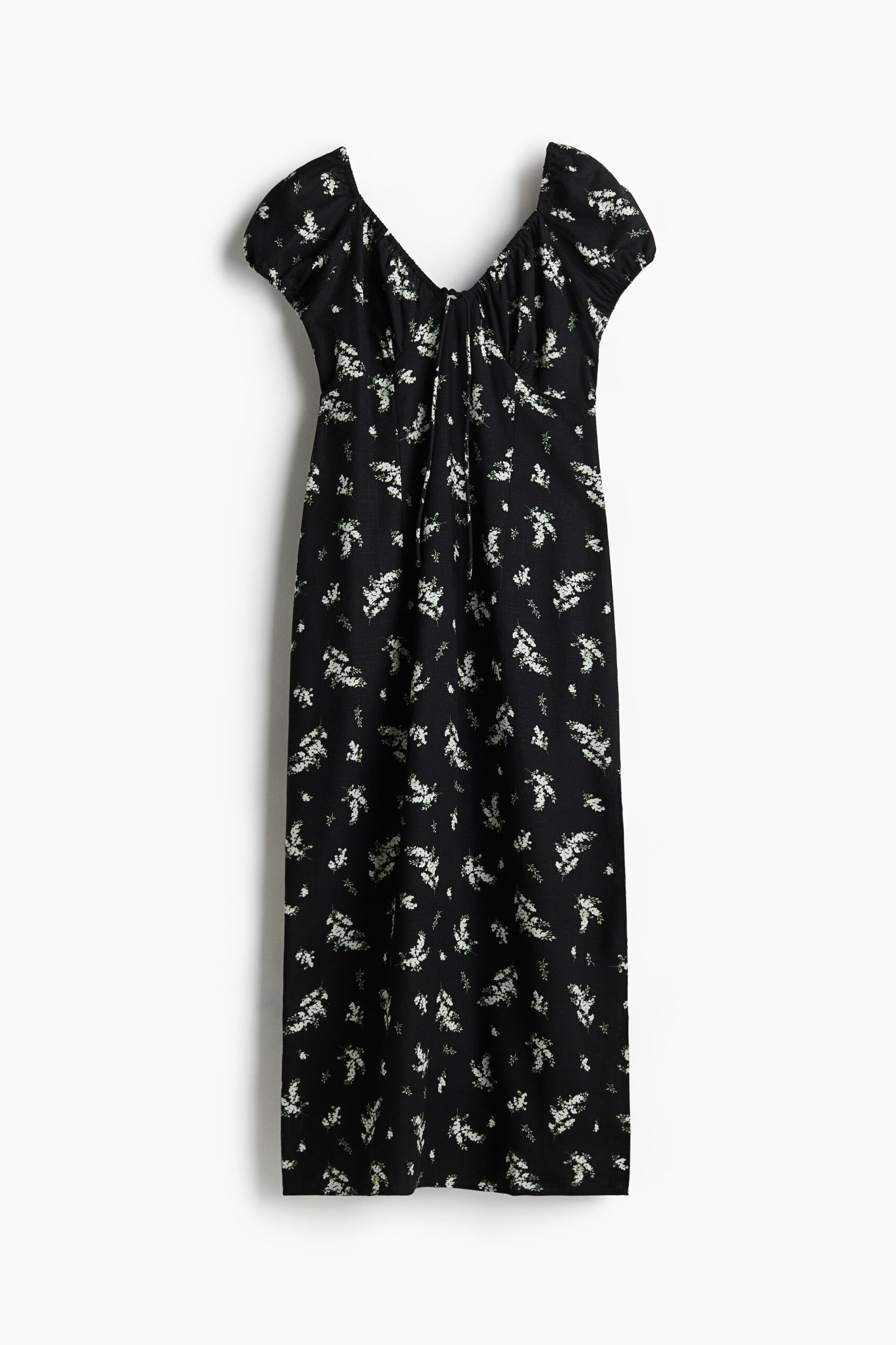 H & M - Maxi-jurk met strikbandjes - Zwart/Bloemen H & M - Maxi-jurk met strikbandjes - Zwart/Bloemen