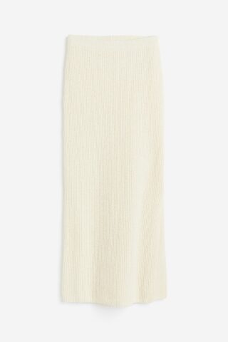 H & M - Ribgebreide rok - Roomwit