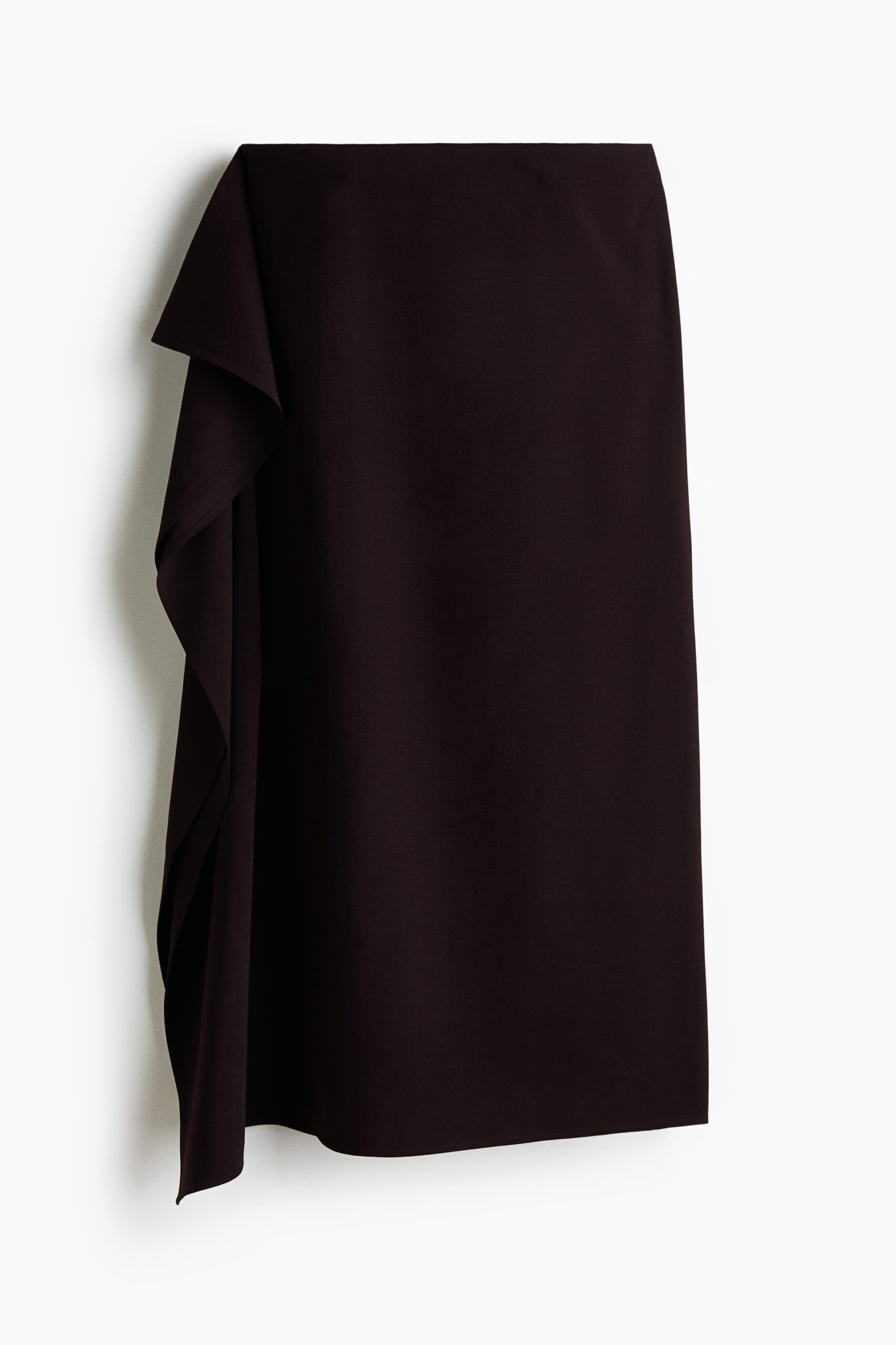 H & M - Midirok met volant - Donkerbruin