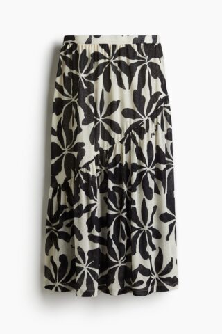 H & M - Transparante gebreide rok - Wit/Zwarte Bloemen