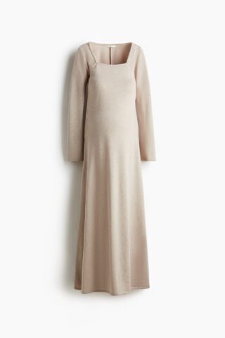 H & M - MAMA Fijngebreide jurk - Lichtbeige