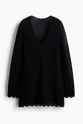 H & M - Ajourgebreide strandjurk - Zwart