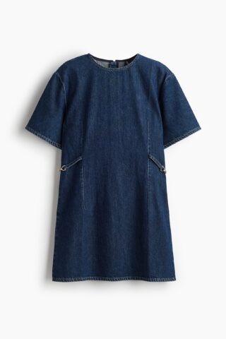 H & M - Denim jurk met gespjes - Donker Denimblauw