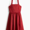 H & M - Halterjurk met cirkelrok - Rood