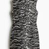 H & M - Jacquardgeweven mini-jurk - Zwart/Zebradessin