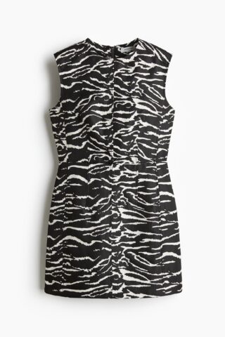 H & M - Jacquardgeweven mini-jurk - Zwart/Zebradessin