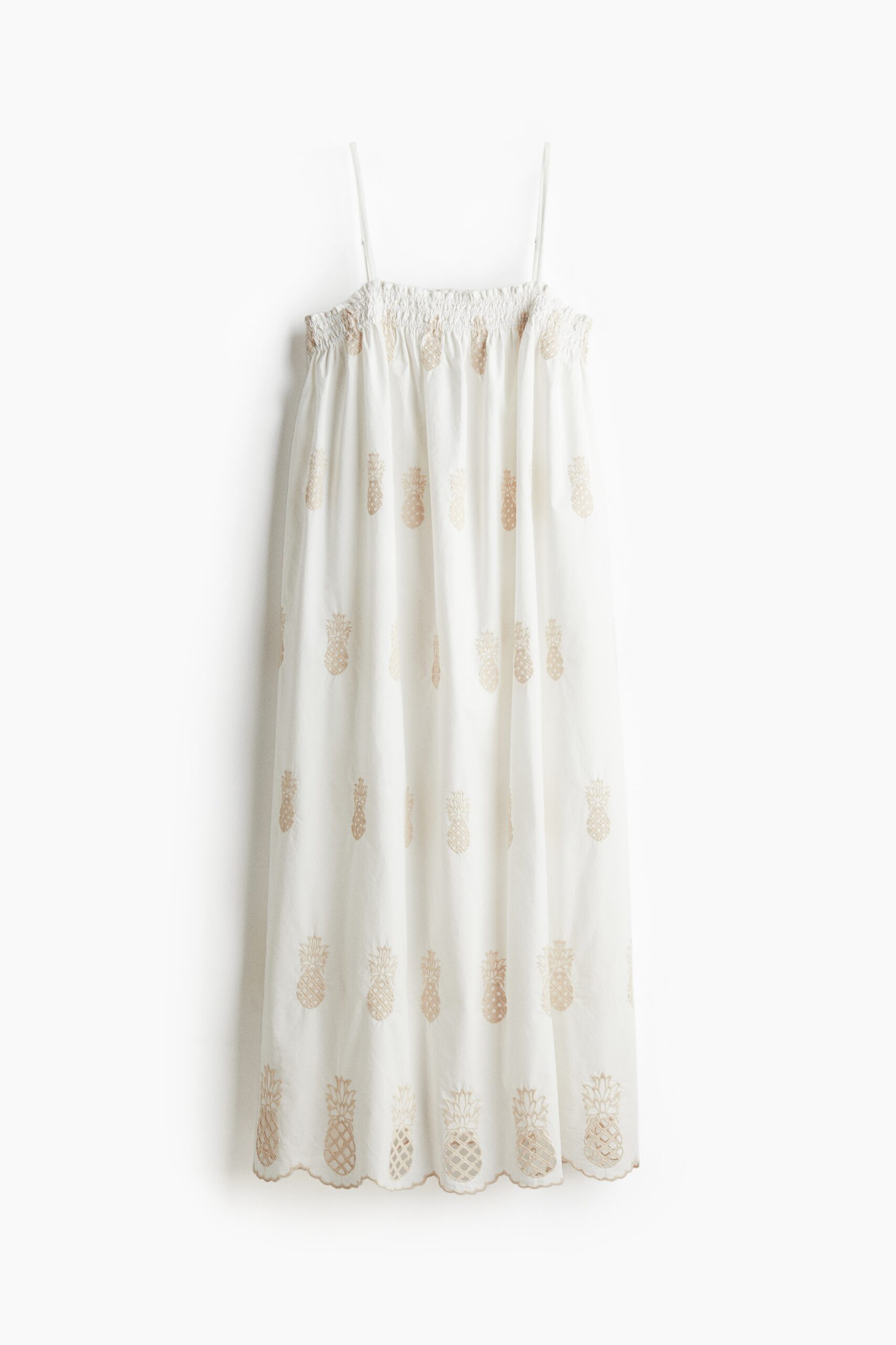 H & M - Strappy jurk met broderie anglaise - Wit