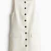 H & M - Jurk met vierkante hals - Roomwit