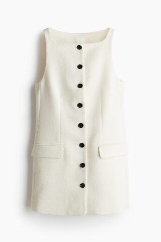 H & M - Jurk met vierkante hals - Roomwit