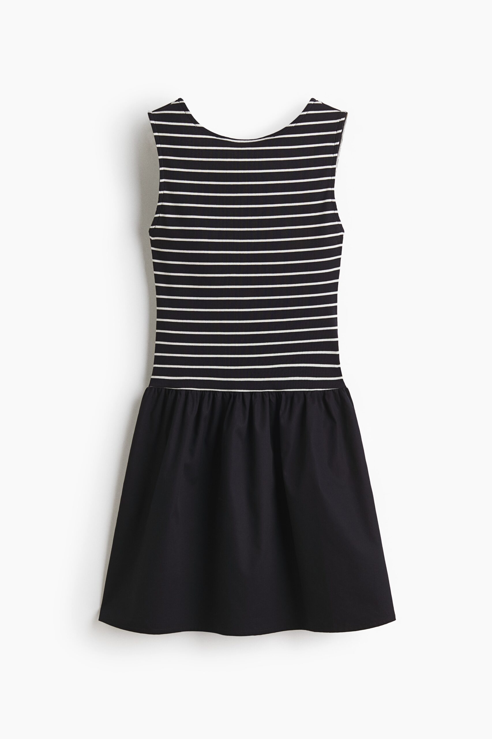 H & M - Jurk met uitlopende rok - Marineblauw/Gestreept