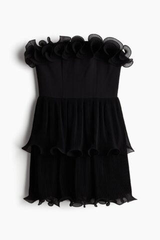H & M - Bandeaujurk met volant - Zwart