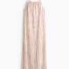 H & M - Crinklejurk met strikbandjes - Roomwit/Gestreept