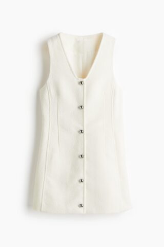 H & M - Bouclé doorknoopjurk - Wit