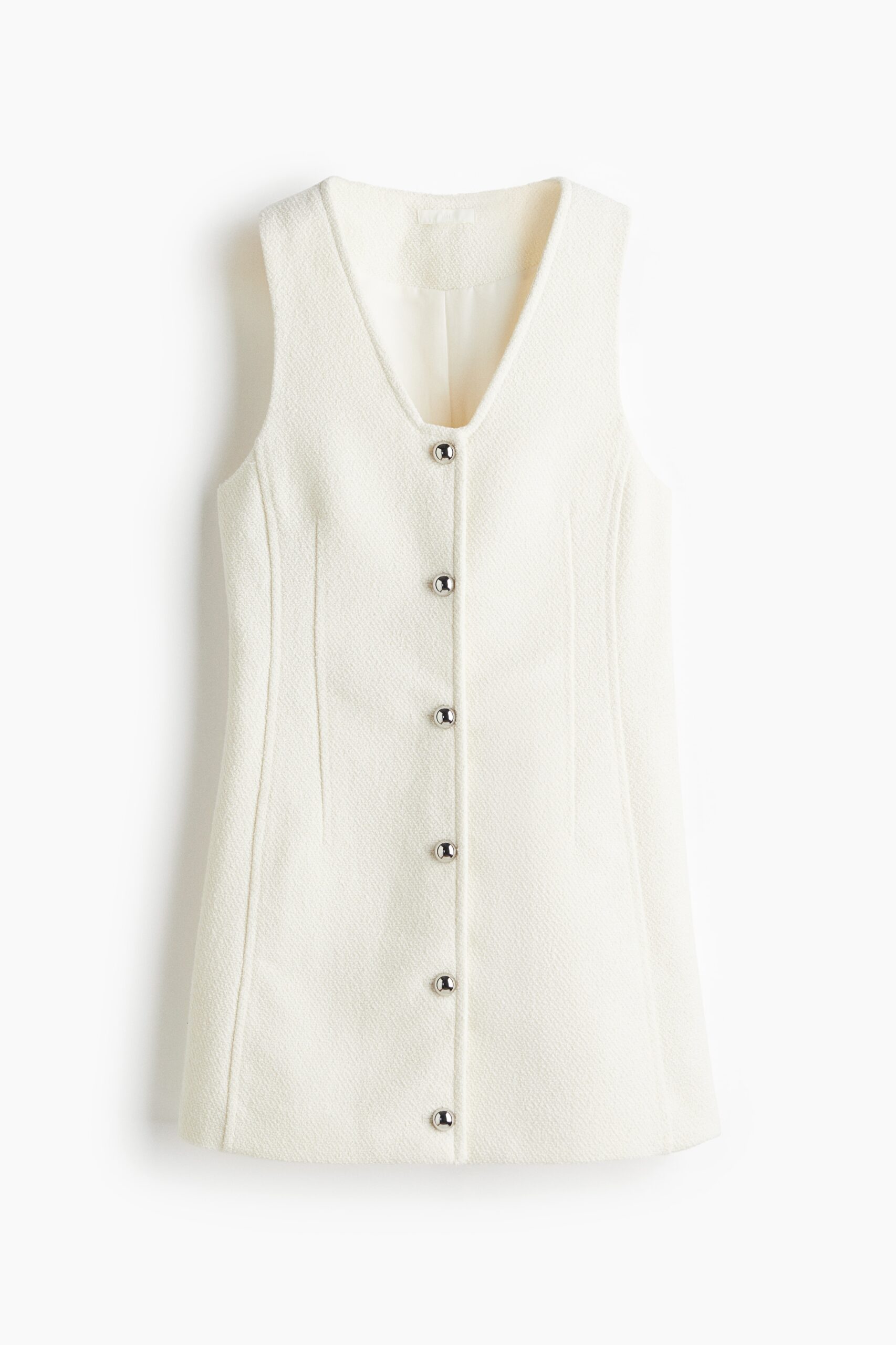 H & M - Bouclé doorknoopjurk - Wit