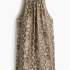 H & M - Shift-jurk - Beige/Slangenleerdessin