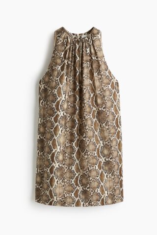 H & M - Shift-jurk - Beige/Slangenleerdessin