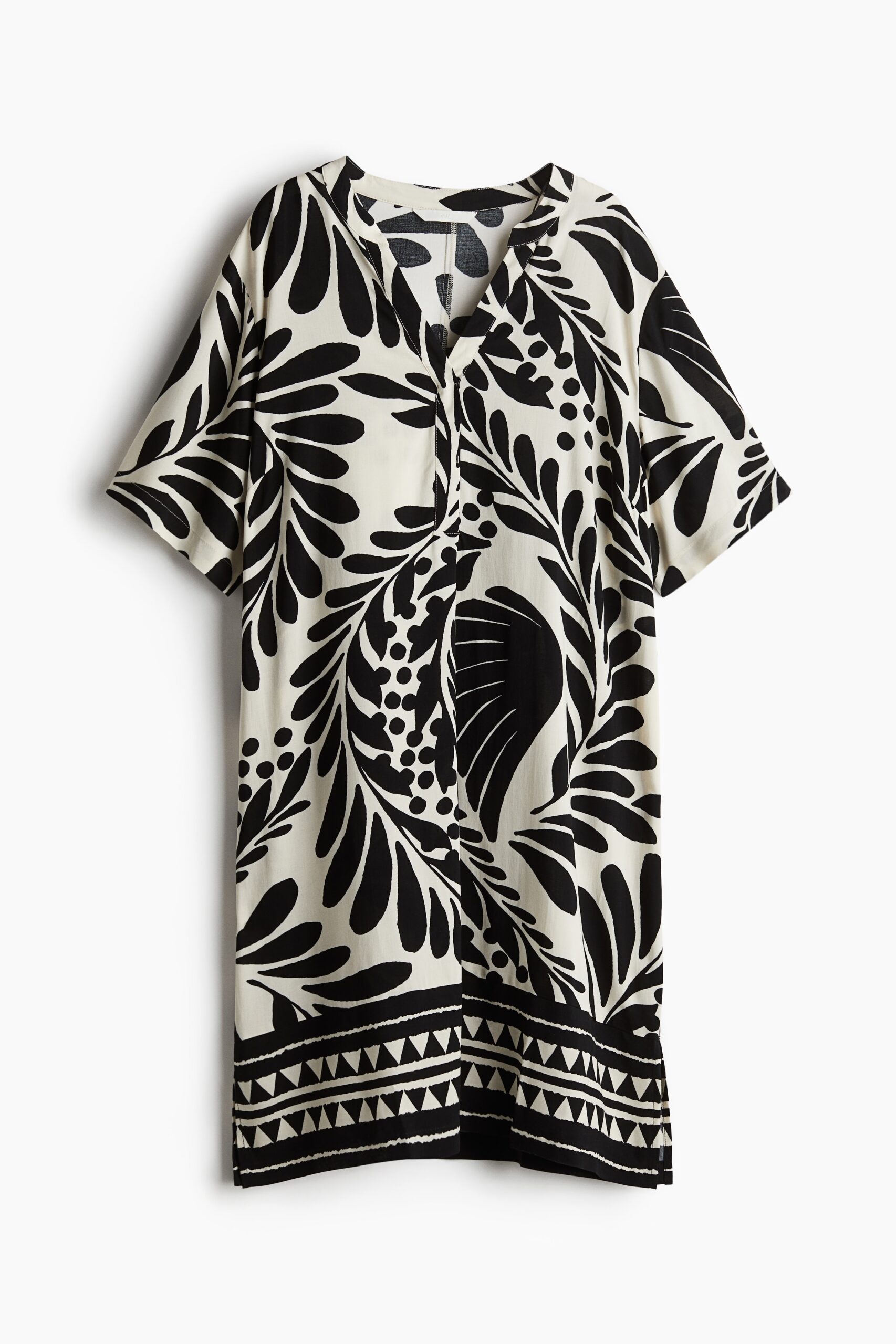 H & M - Tuniekjurk van viscose - Wit/Zwart Dessin H & M - Tuniekjurk van viscose - Wit/Zwart Dessin