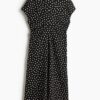 H & M - Jurk van structuurtricot - Zwart/Polkadot