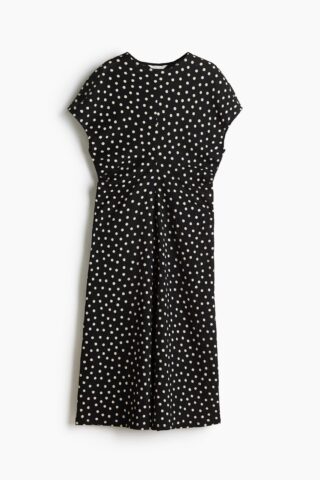 H & M - Jurk van structuurtricot - Zwart/Polkadot