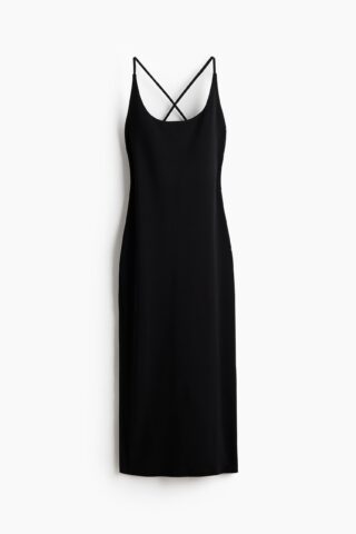 H & M - Midi-jurk met ronde hals - Zwart