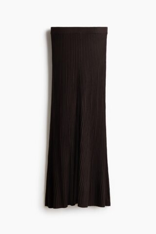H & M - Ribgebreide rok van viscose - Donkerbruin