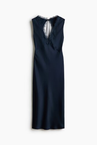 H & M - Open-backjurk met kant - Donkerblauw