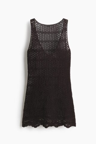 H & M - Ajourgebreide strandjurk - Donkerbruin