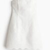 H & M - Bandeaujurk met borduursel - Wit